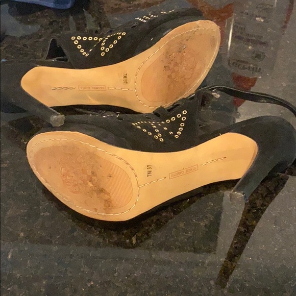 Open toe Suede Black studded bootie - Picture 4 of 5